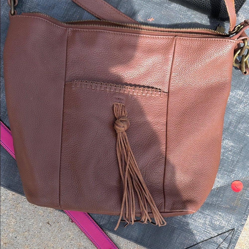 Women’s Brown Leather Tassel Crossbody Bag